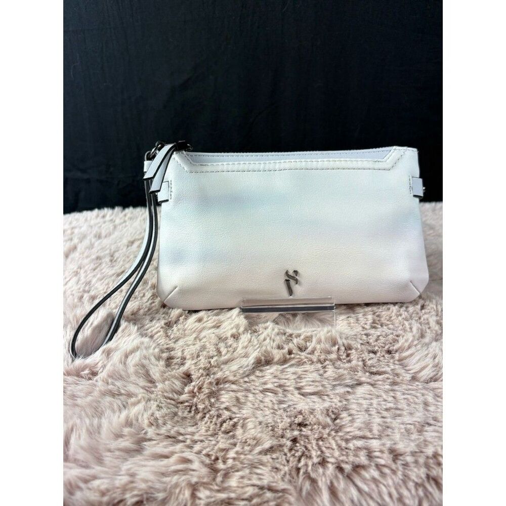 Simply Vera Wristlet Faux Leather Clutch with Metal Logo Accent